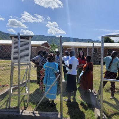 Sciaf And Trocaire Representatives Inspect The Installed Early Warning System Weather Station At Chikunkha Primary School In Ta Malemiansanje Under The Loss And Damage Action Research Project